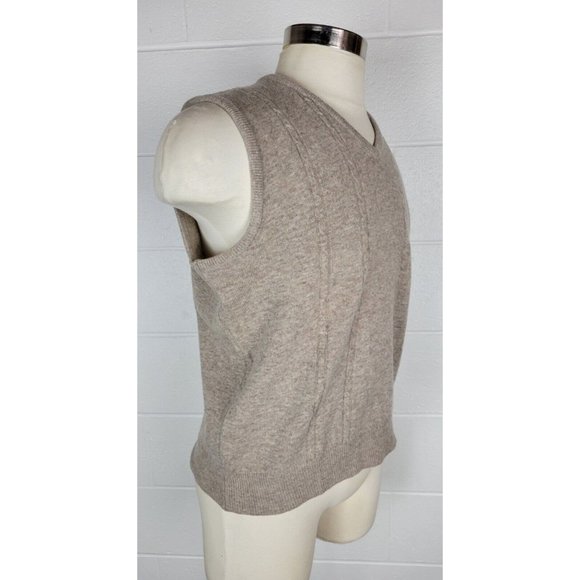 Vintage Winona Knits Lambs Wool Light Brown Cable Knit Sweater Vest USA XL - Picture 3 of 7